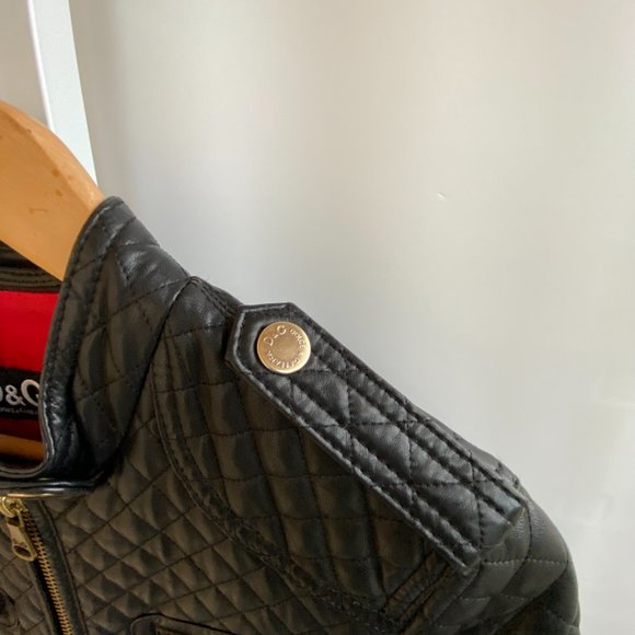 Dolce & Gabbana quilted black leather motorcycle bomber jacket sz IT 40 US 4 - Picture 4 of 11